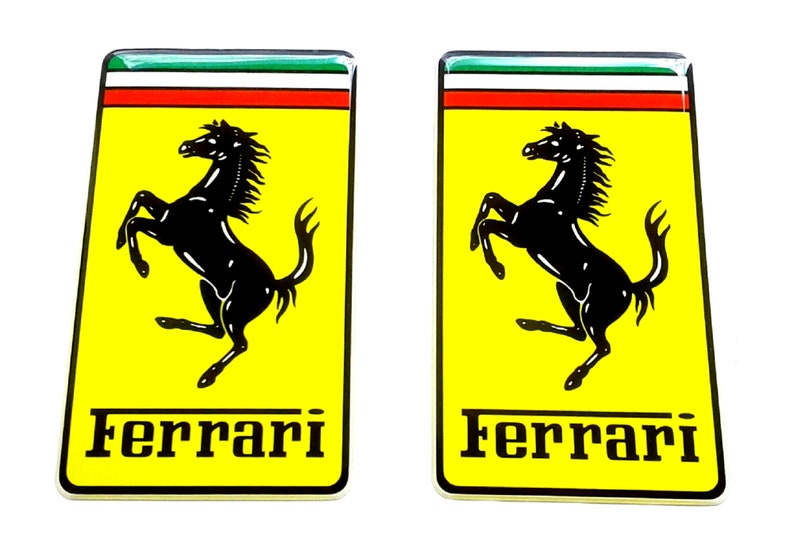 Set van 2 stuks. Ferrari hars koepelvormige stickers emblemen logo afbeelding 1