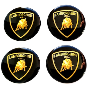 Set 4 Stück Lamborghini Center Radkappen Logo gewölbte Aufkleber Abziehbilder 20-80 mm