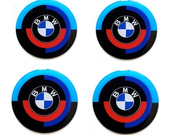 Lot de 4 pièces Stickers rétro BMW enjoliveurs centraux en résine avec logo 30-80 mm