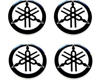 Yamaha, Resin Domed Stickers: Center Wheel Caps, Logo, 20-80mm (Set of 4)
