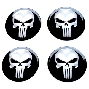 Set 4 Stück Punisher Mitte Radkappen Kunstharz gewölbte Aufkleber Aufkleber 30-80 mm