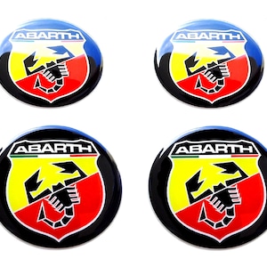 Set van 4 stuks. Abarth wieldoppen logo hars koepelvormige stickers stickers kleur 20-80 mm