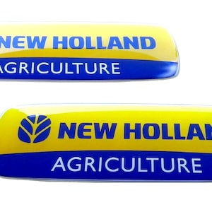 Set 2 Stk. New Holland Landwirtschaft Logo Kunstharz gewölbte Aufkleber Abziehbilder