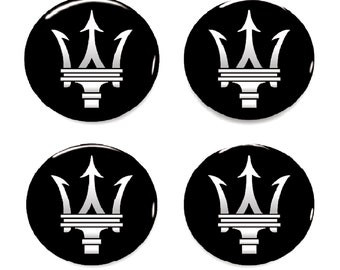Maserati, Resin Dome Aufkleber: Radkappen, Logo, 20-80 mm (4 Stück)