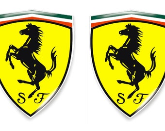 Set of 2 pcs. Ferrari shield logo resin domed stickers decals emblem