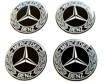 Set of 4 pcs. Mercedes Benz Wheel Center Caps logo resin domed stickers decals 30-80mm