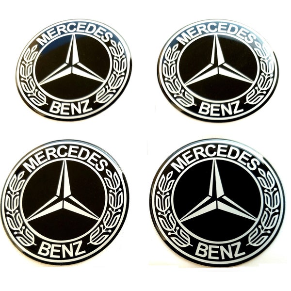 Set of 4 pcs. Mercedes Benz Wheel Center Caps logo resin domed stickers decals 30-80mm