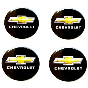 Set 4 Stück Chevrolet Center Radkappen Logo Kunstharz gewölbte Aufkleber Abziehbilder 20-80 mm