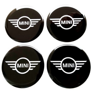 Set 4 Stück MINI Center Radkappen Logo Kunstharz gewölbte Aufkleber Abziehbilder N 20-80 mm