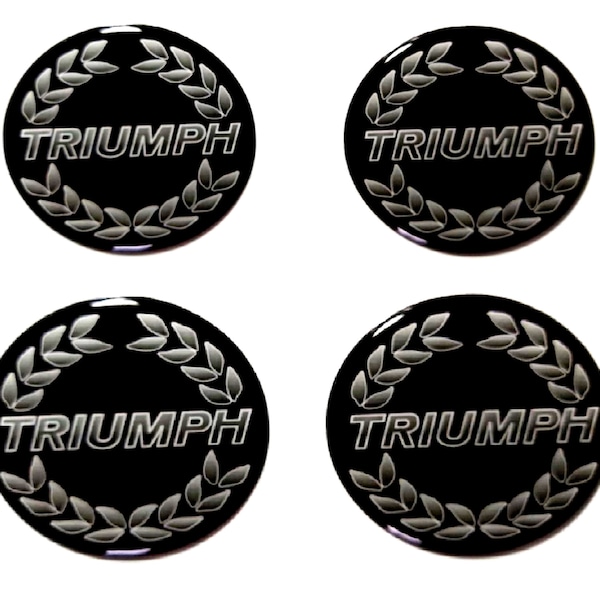 Ensemble de 4 pièces. Triumph Center Wheel Caps logo résine dôme autocollants décalcomanies laurier 30-80mm