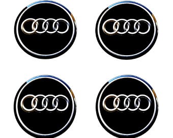 Edge, Resin Domed Stickers: Wheel Center Caps, Retro, Logo, Audi, 20-80mm, (Set of 4)