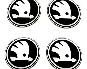 Set of 4 pcs. Skoda Center Wheel Caps logo resin domed sticker decals 30-80mm