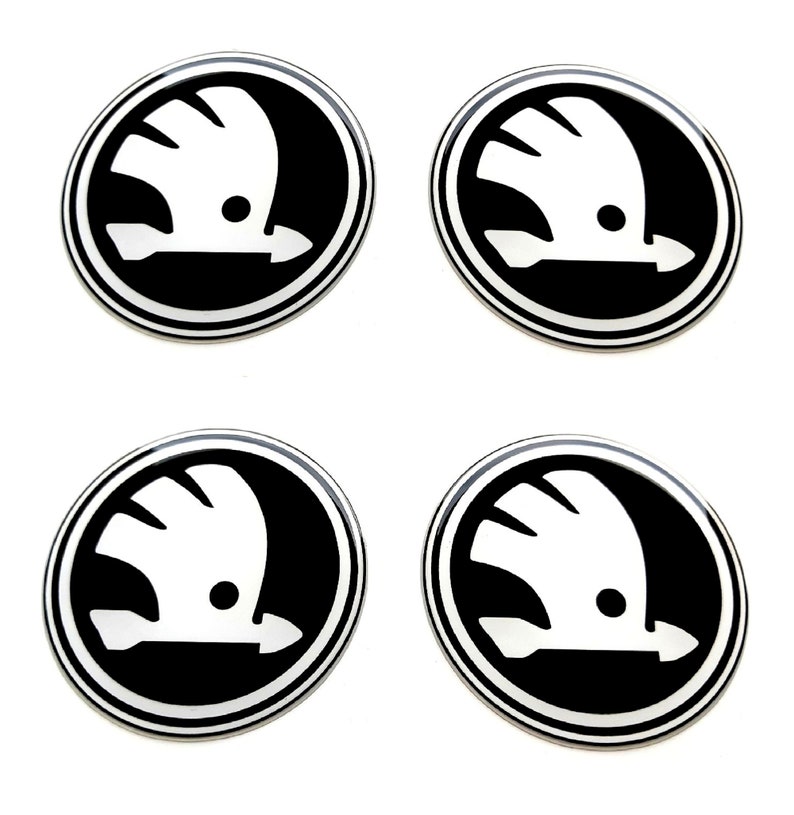 Set van 4 stuks. Skoda Center Wheel Caps-logo hars koepelvormige stickerstickers 30-80 mm afbeelding 1