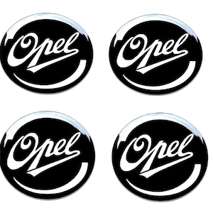 Zestaw 4 szt. Dekielki na koła środkowe logo żywiczne naklejki wypukłe retro Opel 20-80 mm