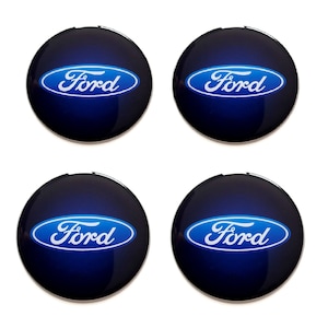 Set di 4 adesivi in resina con logo Ford per coprimozzi centrali, decalcomanie da 20 a 80 mm.