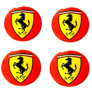 Zestaw 4 szt. nakładek na koła Ferrari Center Wheel Caps z logo żywicy wypukłe naklejki 20-80 mm