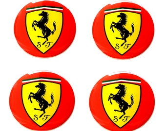 Set 4 Stück Ferrari Center Radkappen Logo gewölbte Aufkleber Abziehbilder 30-80mm