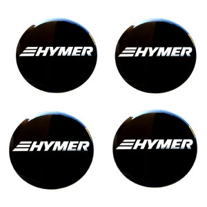 Set di 4 pezzi Hymer Motorhome Center Wheel Caps logo adesivi in resina a cupola decalcomanie 20-80 mm