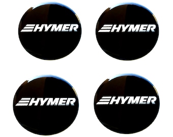 Set van 4 stuks. Hymer Camper Center Wieldoppen logo hars koepelstickers stickers 30-80 mm