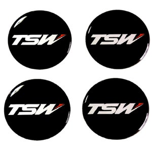 Zestaw 4 szt. nakładek na koła TSW Center Wheel Caps z logo żywicy, naklejki wypukłe 20-80 mm