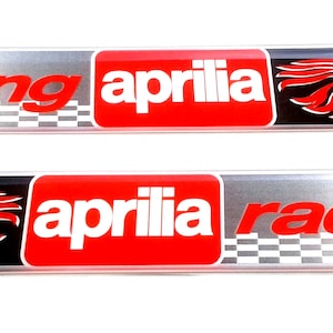 Set 2 Stk. Moto Aprilia Racing Harz gewölbter Aufkleber Aufkleber Löwe Streifen