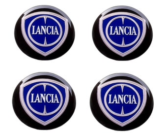 Lancia, Resin Domed Stickers: Center Wheel Caps, Logo, 20-80mm (Set of 4)
