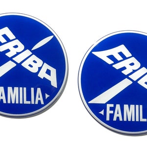 Set van 2 stuks. Eriba Familia Camper-logo stickers met koepelvormige hars, siliconen stickers