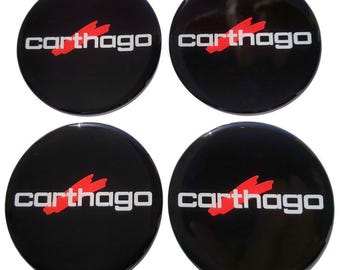 Carthago, harskoepelvormige stickers: wielnaafdoppen, camper, logo, 20-80 mm (set van 4)