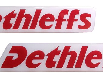 Set van 2 stuks. Dethleffs Camper logo hars koepelstickers siliconen