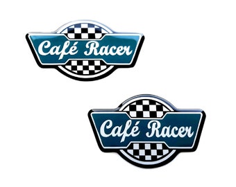 Set van 2 stuks. Cafe Racer-stickers met koepelvormige hars