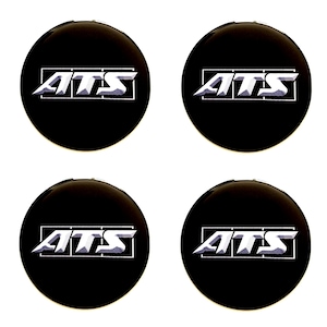 Set di 4 adesivi in resina con logo ATS per coprimozzi centrali, 20-80 mm.