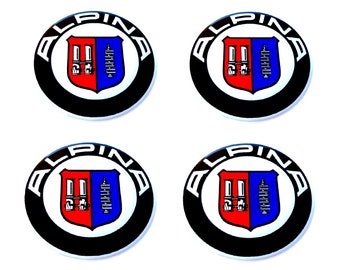Set mit 4 Stück. Alpina Center Wheel Caps Logo-Aufkleber aus Kunstharz, gewölbt, Farbe, 30–80 mm