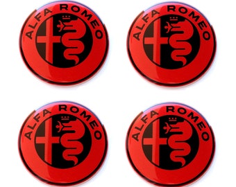 Set of 4 pcs. Alfa Romeo Center Wheel Caps logo resin domed stickers decals 30-80mm