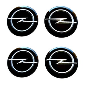 Set 4 Stück Radkappen Mitte Logo Kunstharz gewölbte Aufkleber Decals Rand Opel 20 - 80 mm