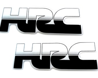 Set da 2 pz. adesivo bombato in resina con logo moto Honda HRC in bianco e nero