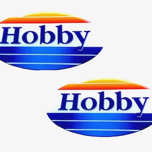 Set van 2 stuks. Hobby Camper-logo hars koepelvormige stickers stickers afbeelding 1