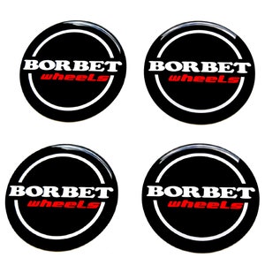 Set 4 Stück Borbet Wheels Center Radkappen Logo Harz gewölbte Aufkleber Abziehbilder 20-80 mm