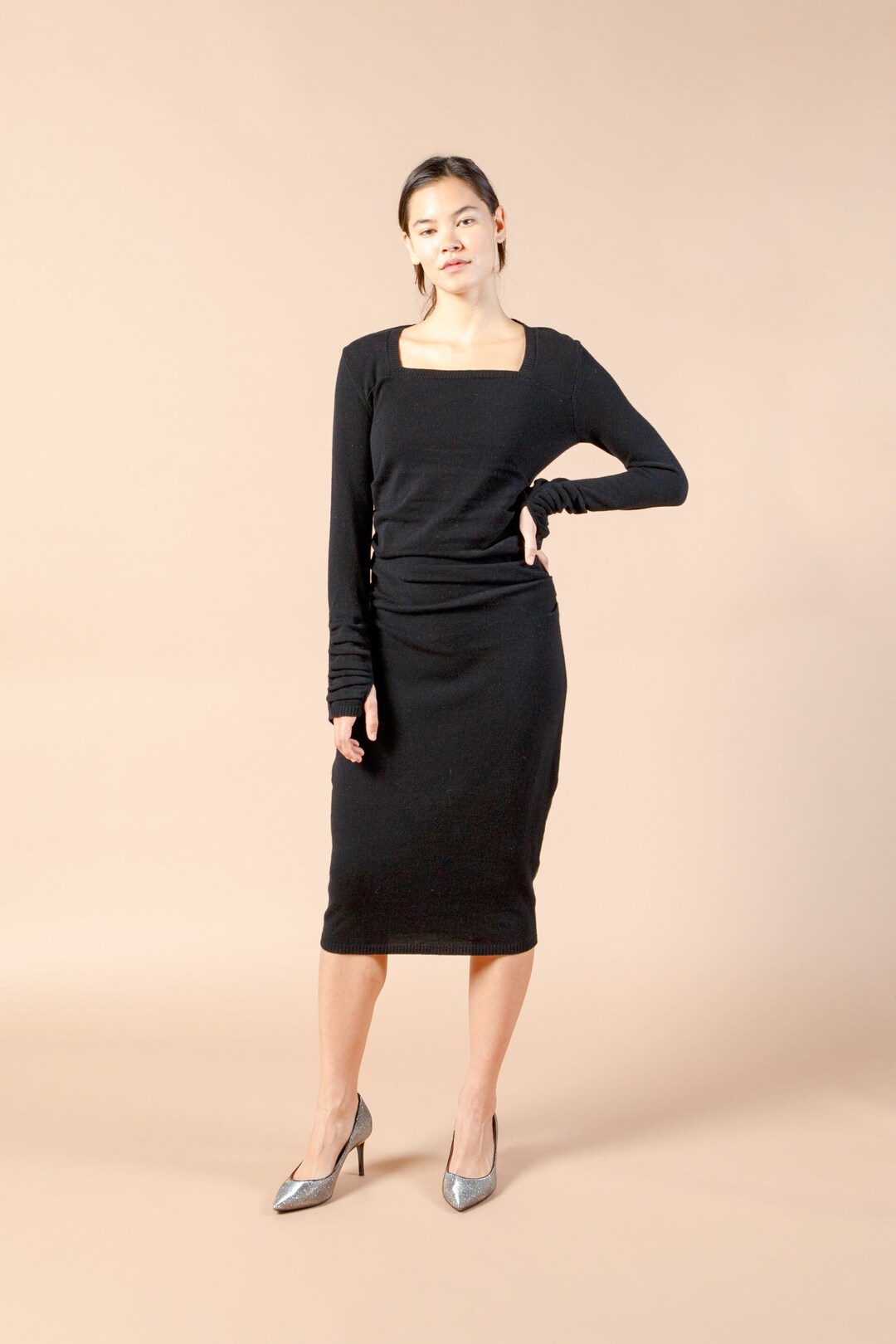 Cashmere Half Sleeve Sweater Dress