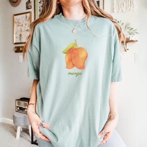 Retro Mango Fruit Watercolor Comfort Colors T-Shirt, Juicy Summer Mango Tee, Gifts for Mango Lover Unisex Cotton Shirt, Cute Mango T-Shirt