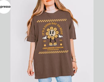 Childhood Cancer Comfort Colors Tee, Pediatric Cancer Survivor Gift, Childhood Cancer Crewneck T-Shirt, We Wear Gold Ribbon Awareness Shirt