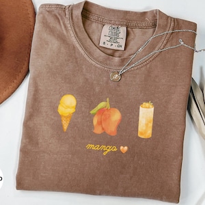 Mango Fruits Retro Comfort Colors T-Shirt for Summer, Juicy Mango Unisex Cotton Tee, Aesthetic Watercolor Mango Shirt, Gift for Mango Loves