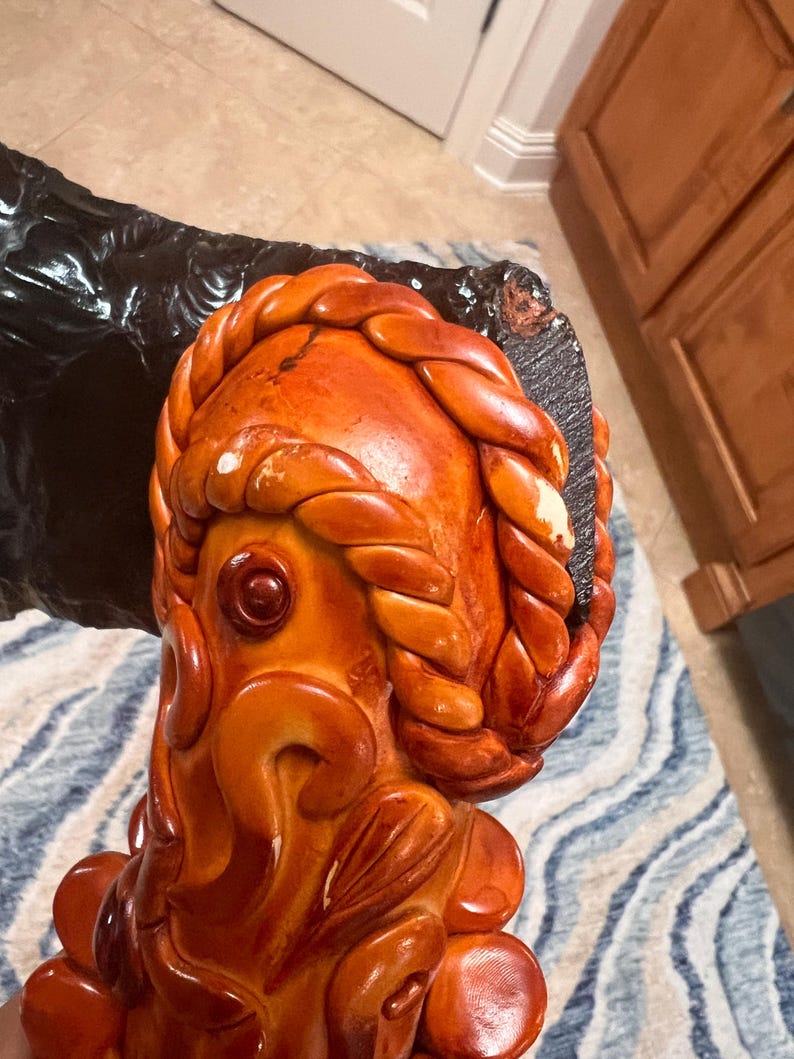 Antique Handmade Mayan Aztec Obsidian Axe Rainstick 27 MEXICAN FOLK ART