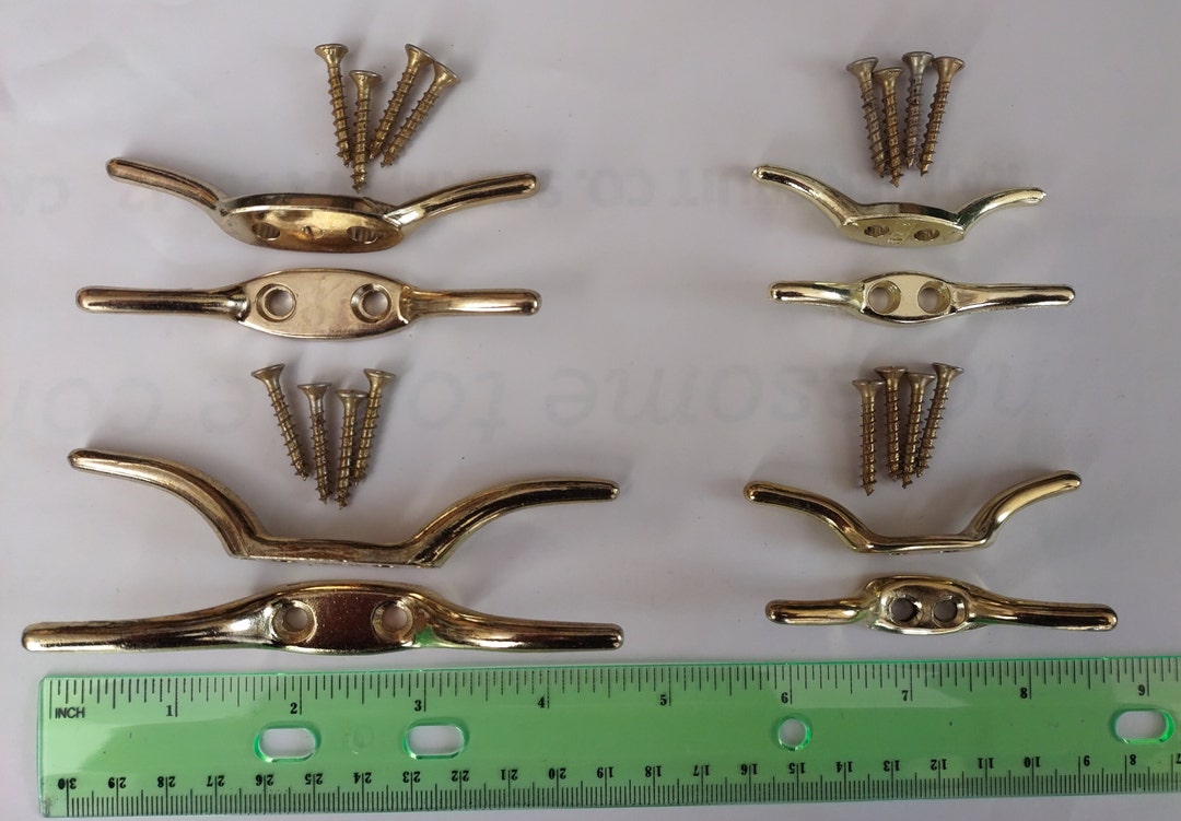 Brass Cord Cleat With Screws Choose From 2.5, 3, 3.5, 4.5 Inches Qty 1