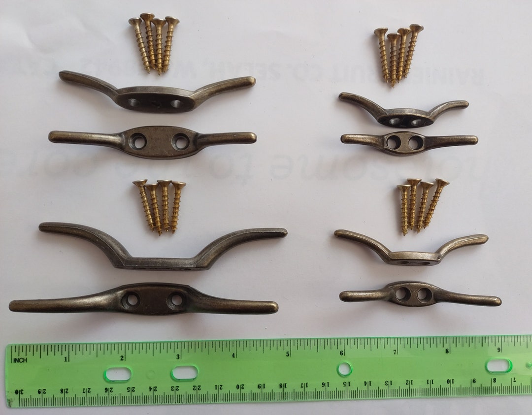 Antique Brass Cord Cleat With Screws Choose From 2.5, 3 3.5 4.5 Inches