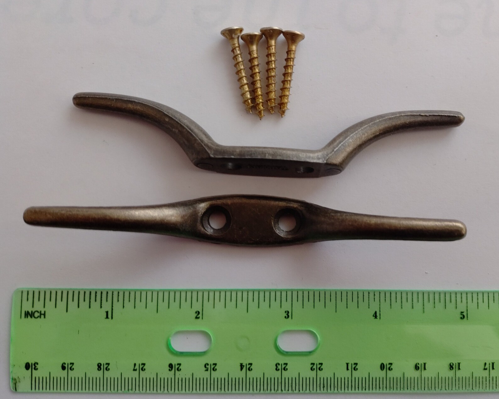 Antique Brass Cord Cleat With Screws Choose From 2.5, 3 3.5 4.5 Inches