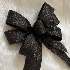 Black glitter bow for wreaths, garlands, arrangements