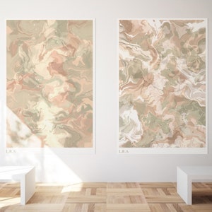 Sage Green Pour Art Posters Set | Unique Print, Abstract, Interior Design, Digital Download, Minimal Print, Pistachio, Neutral Home Decor