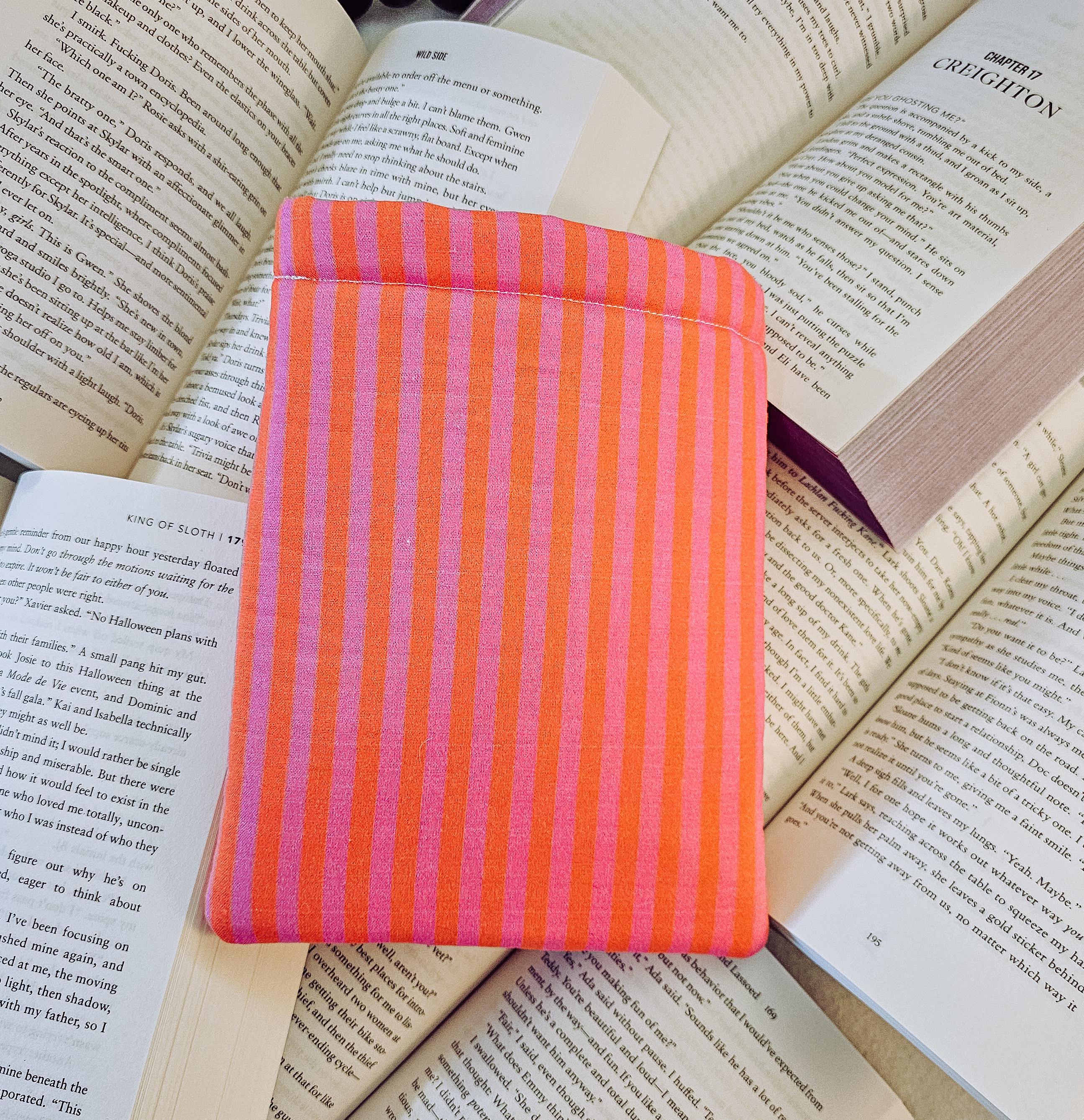 Orange and Pink Striped Kindle Sleeve| Padded Kindle Sleeve| E-Reader Case| Paperwhite Sleeve| Bookish| Book Sleeve| Booklover Gift|