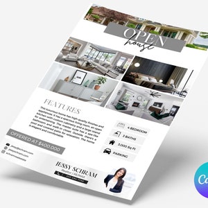 Real Estate Open House Flyer Template: Printable Canva Design