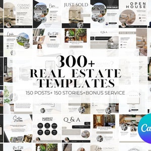 300 Canva Real Estate Social Media Templates: Realtor Posts & Stories (Digital)